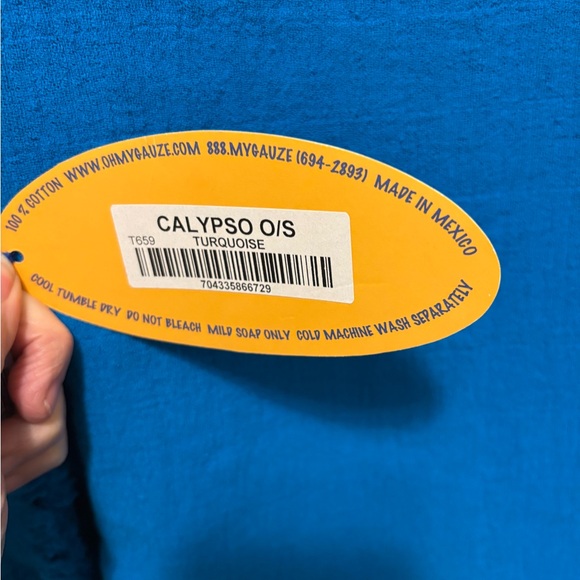 Oh My Gauze! Calypso Top Sz OS Turquoise Flowy Boho Beachy Resort Wear Cropped - Picture 8 of 8